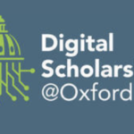 Screenshot of header image with logo of the University of Oxford and the stylised cupola of the Radcliffe Camera turning into graphic arrows in green on dark blue